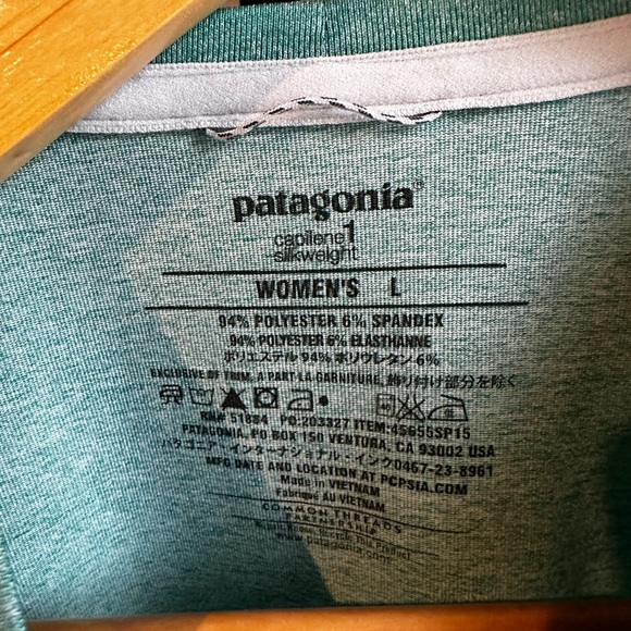 Patagonia Women’s Green Capilene1 Silk Weight Athletic Tee Size L - Picture 2 of 7